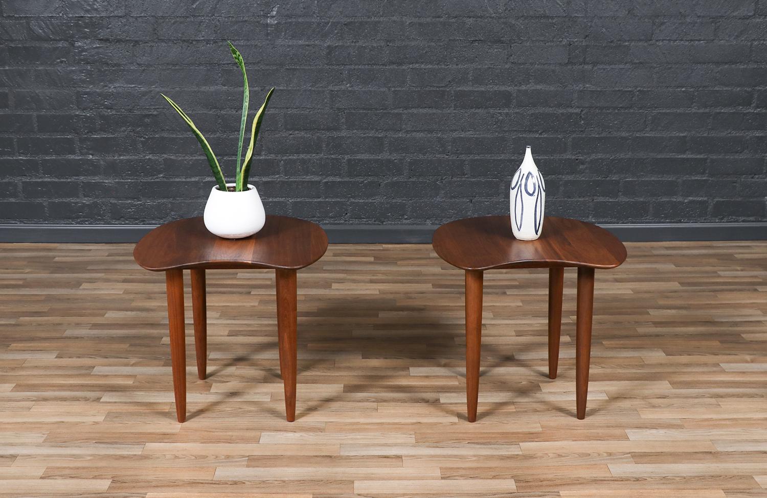 Expertly Restored -California Modern Sculpted Floating-Top Side Tables / Ace-Hi In Excellent Condition For Sale In Los Angeles, CA