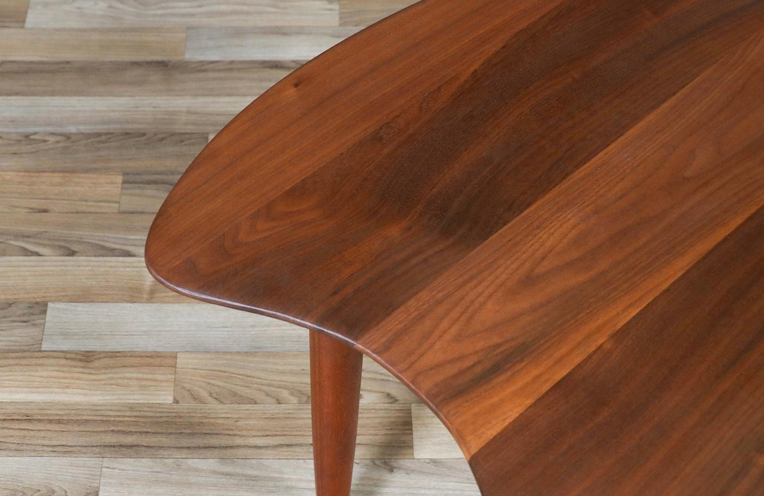 Walnut Expertly Restored -California Modern Sculpted Floating-Top Side Tables / Ace-Hi For Sale