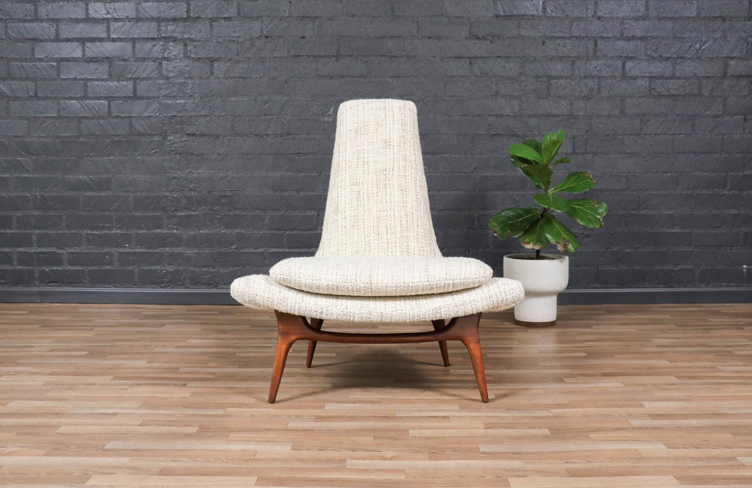 Mid-Century Modern Expertly Restored-California Modern Sculptural High-Back Lounge Chair by Karpen