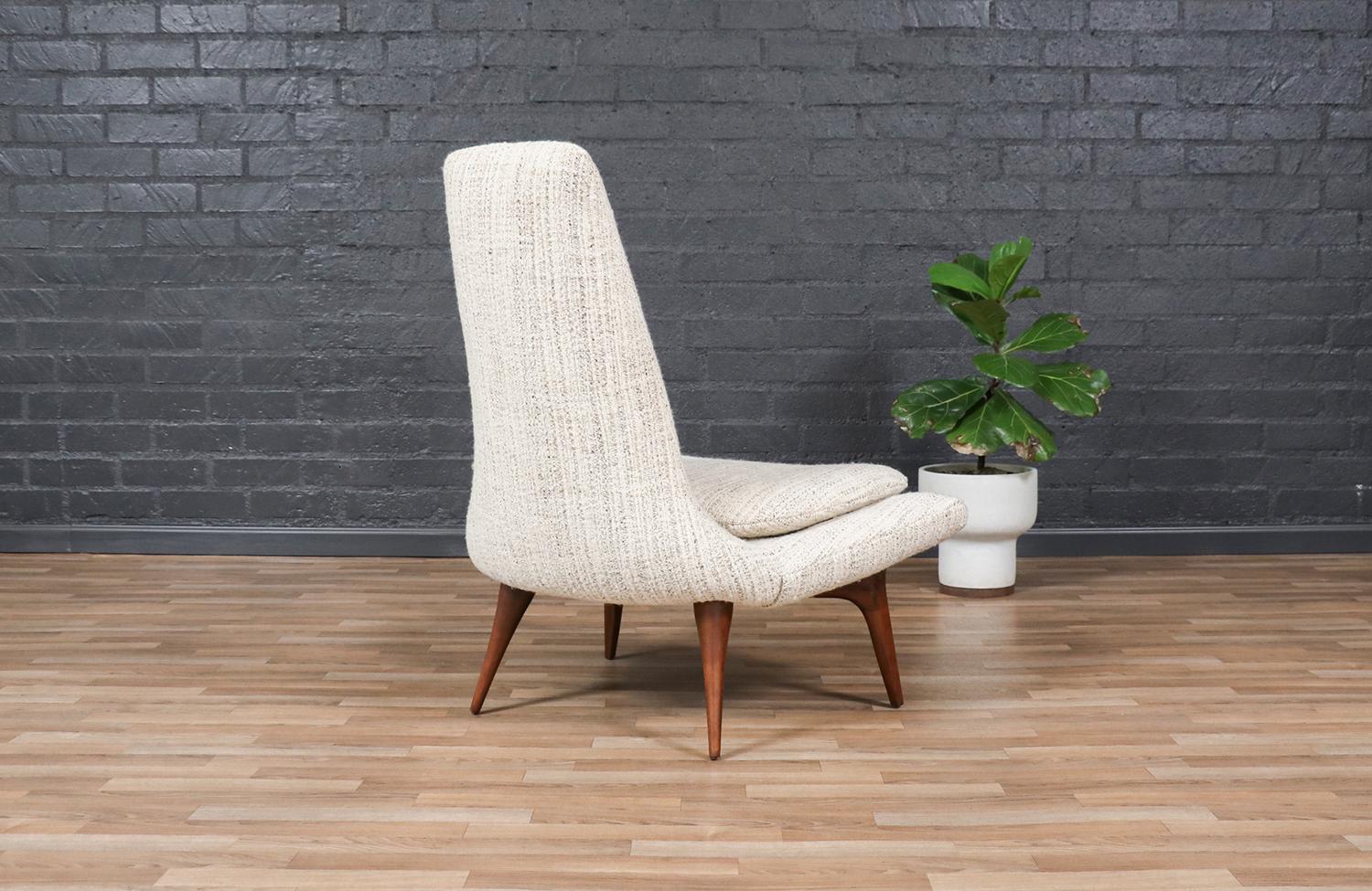 American Expertly Restored-California Modern Sculptural High-Back Lounge Chair by Karpen