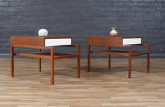 Expertly Restored - California Modern Slatted Walnut Side Tables by John Keal