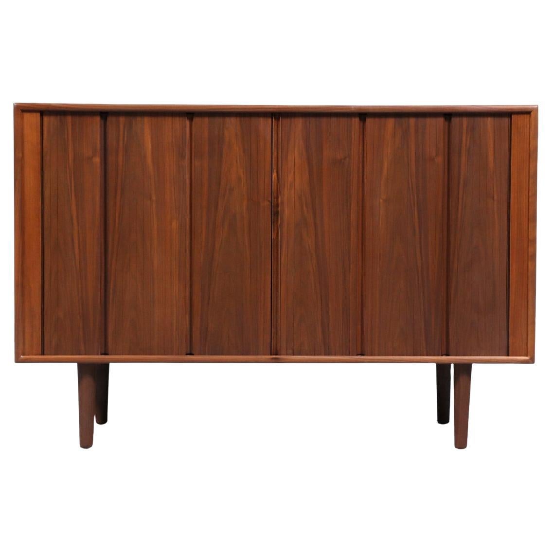 Expertly Restored - California Modern Tambour-Door Credenza by Barzilay For Sale