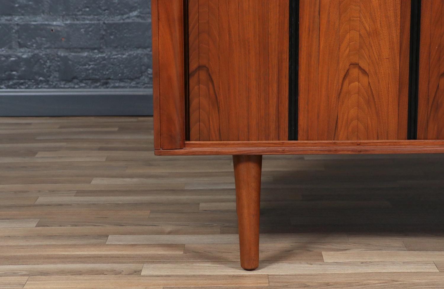 Expertly Restored - California Modern Tambour-Door Walnut Credenza by Barzilay 3