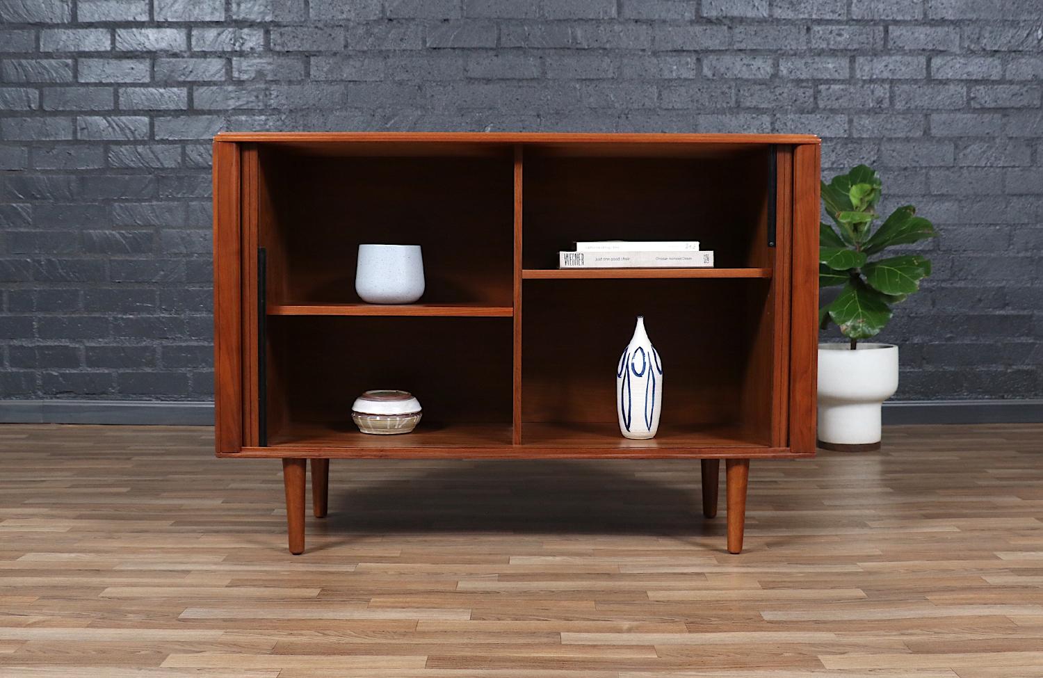Mid-Century Modern Expertly Restored - California Modern Tambour-Door Walnut Credenza by Barzilay