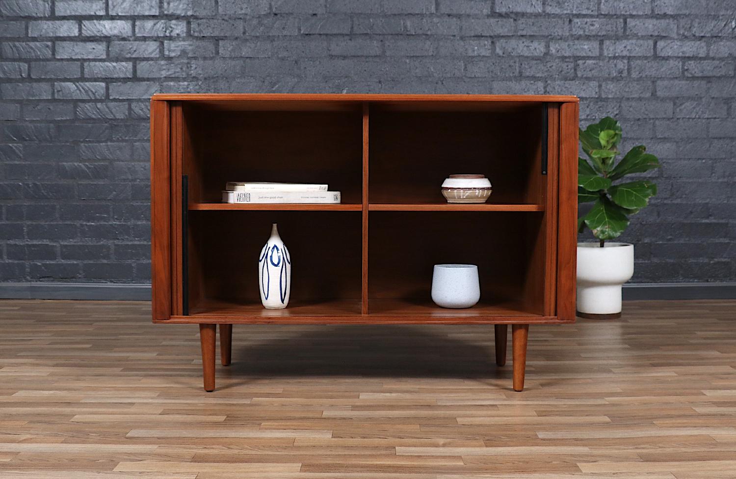 American Expertly Restored - California Modern Tambour-Door Walnut Credenza by Barzilay