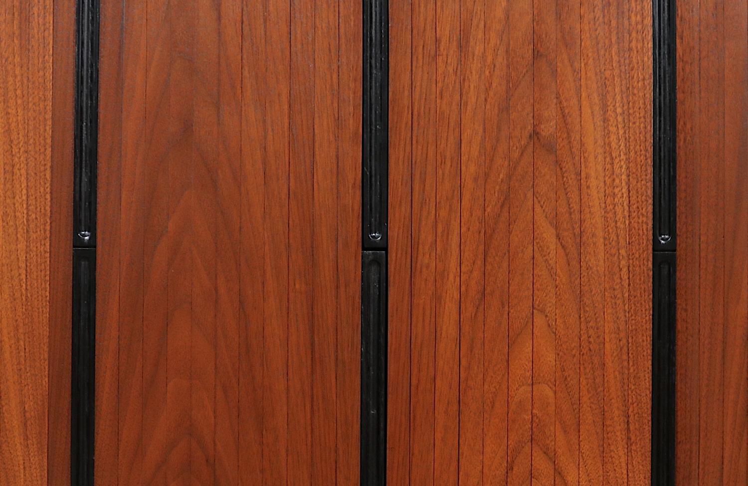 Expertly Restored - California Modern Tambour-Door Walnut Credenza by Barzilay 2