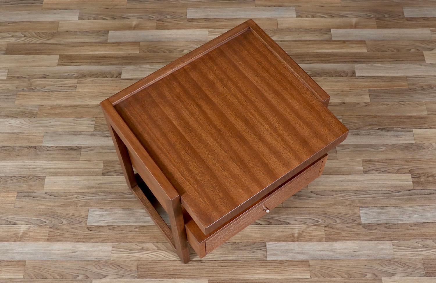 Mid-20th Century Expertly Restored - California Modern Two-Tier Night Stand by Paul Laszlo For Sale