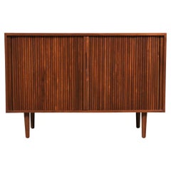 Expertly Restored - California Modern Walnut Tambour-Door Credenza by Barzilay
