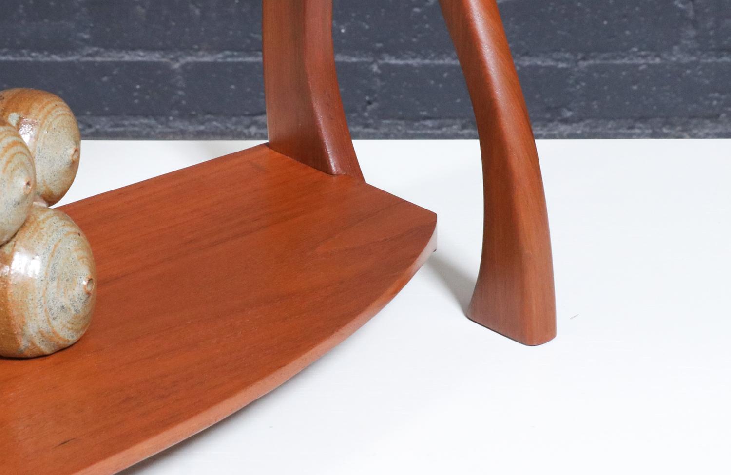 Expertly Restored - California Studio Craft Organic Modern Teak Counter Shelf For Sale 3