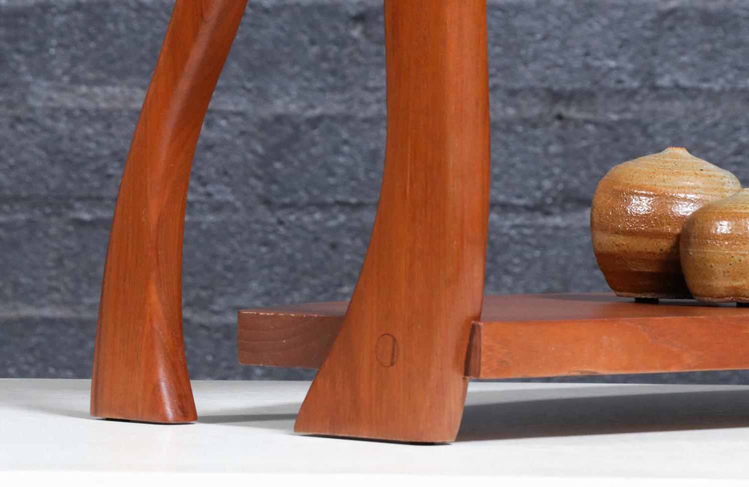 Expertly Restored - California Studio Craft Organic Modern Teak Counter Shelf For Sale 4