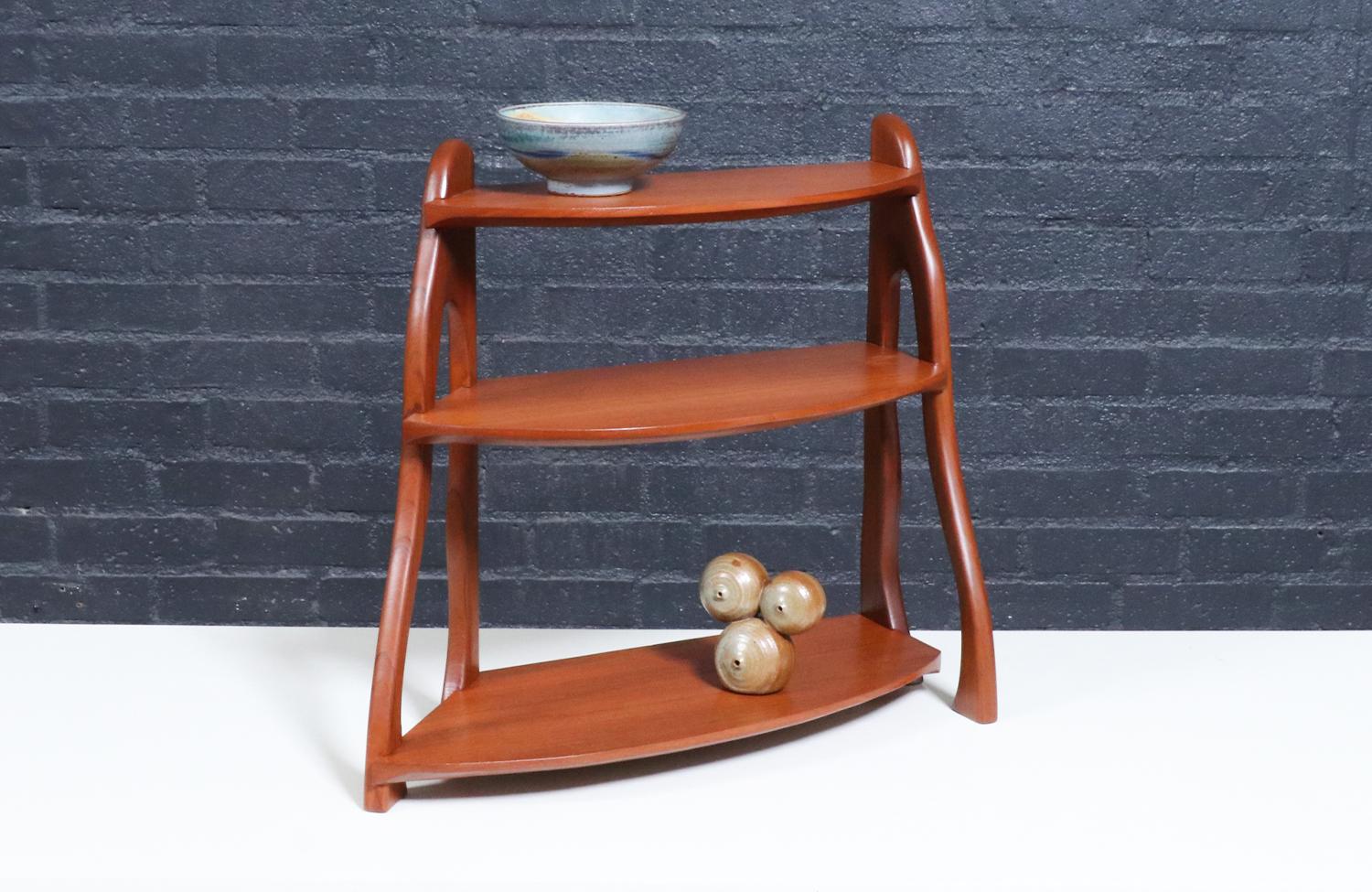 Mid-Century Modern Expertly Restored - California Studio Craft Organic Modern Teak Counter Shelf For Sale