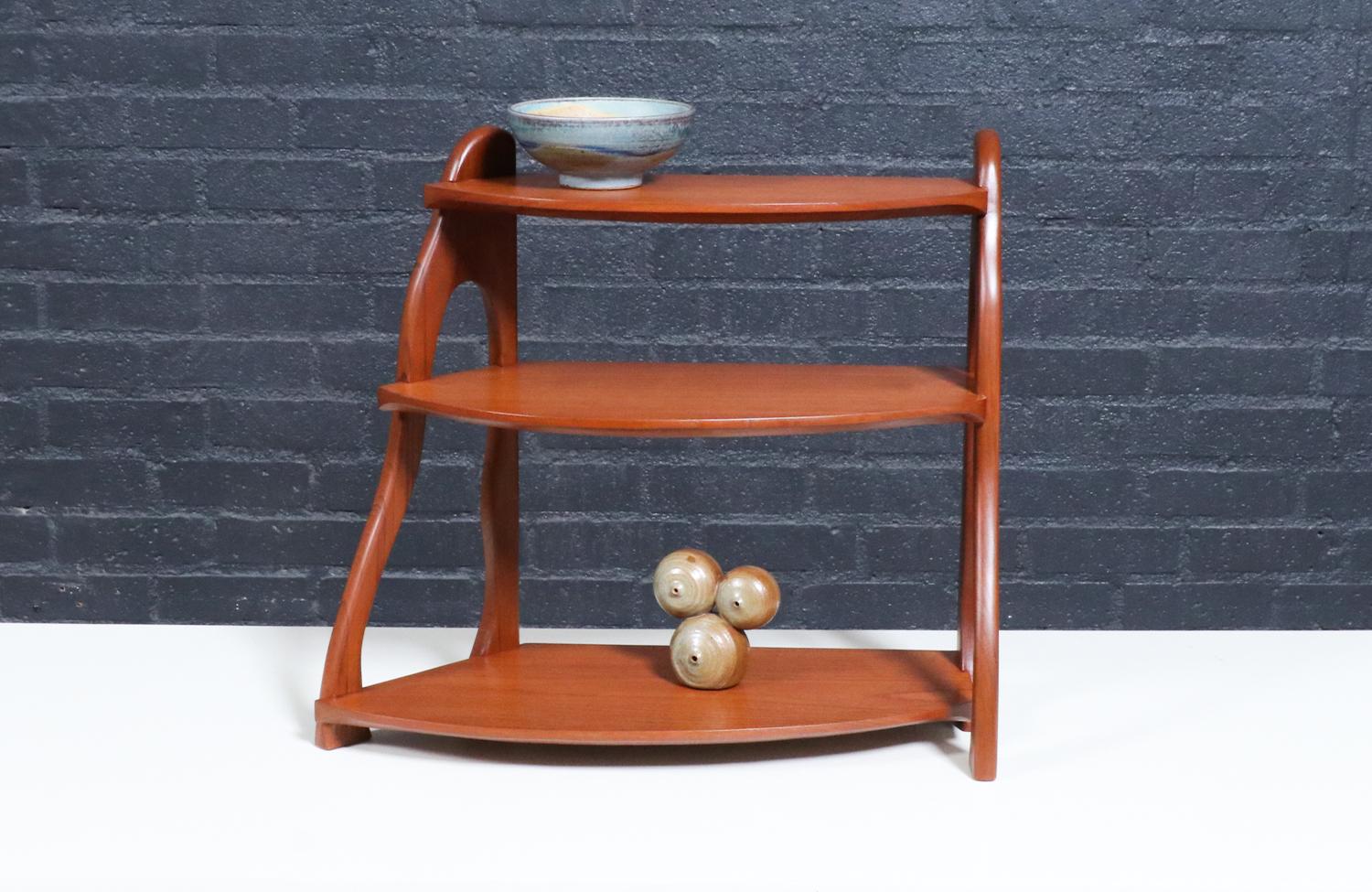 American Expertly Restored - California Studio Craft Organic Modern Teak Counter Shelf For Sale