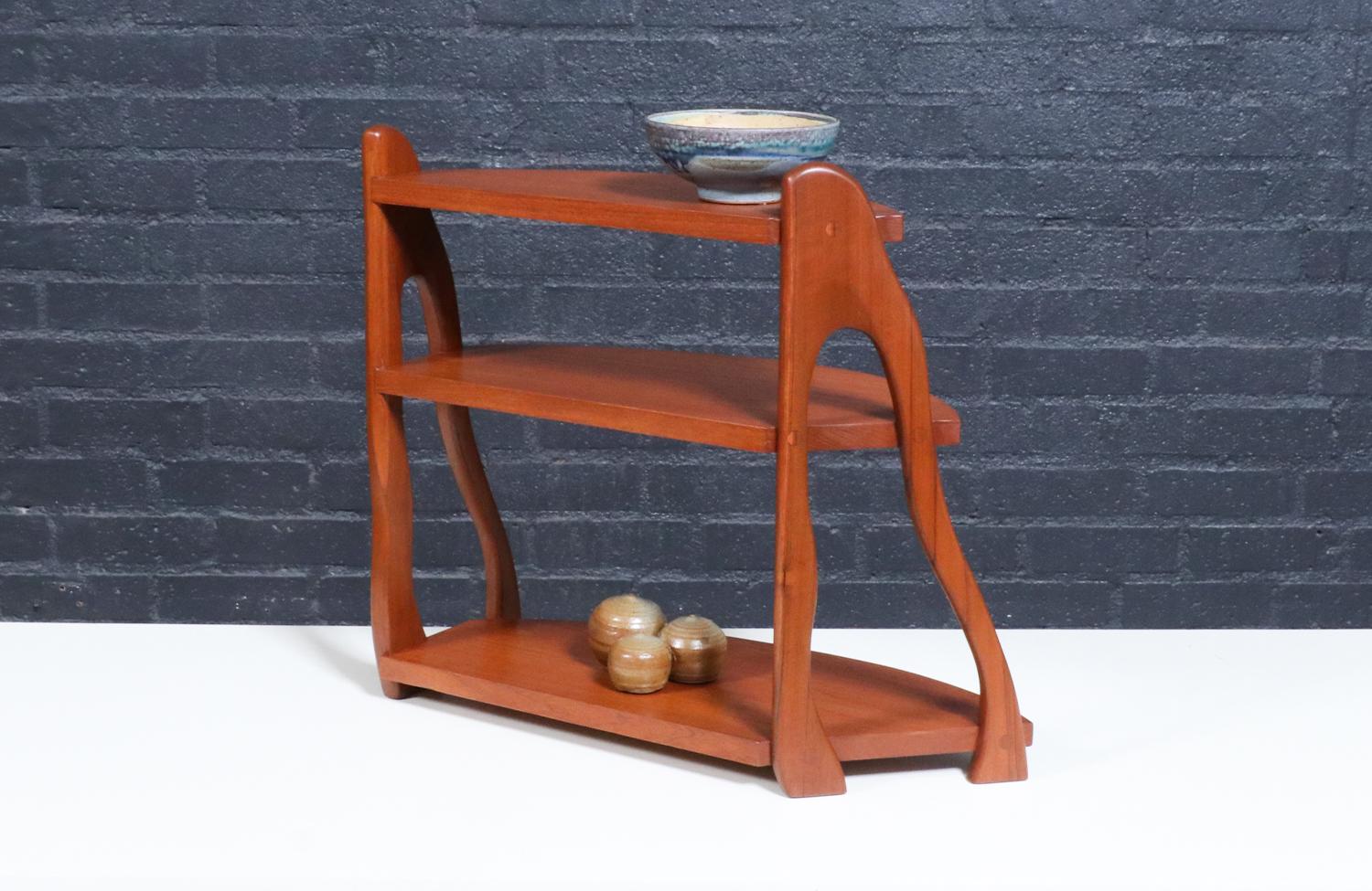 Late 20th Century Expertly Restored - California Studio Craft Organic Modern Teak Counter Shelf For Sale