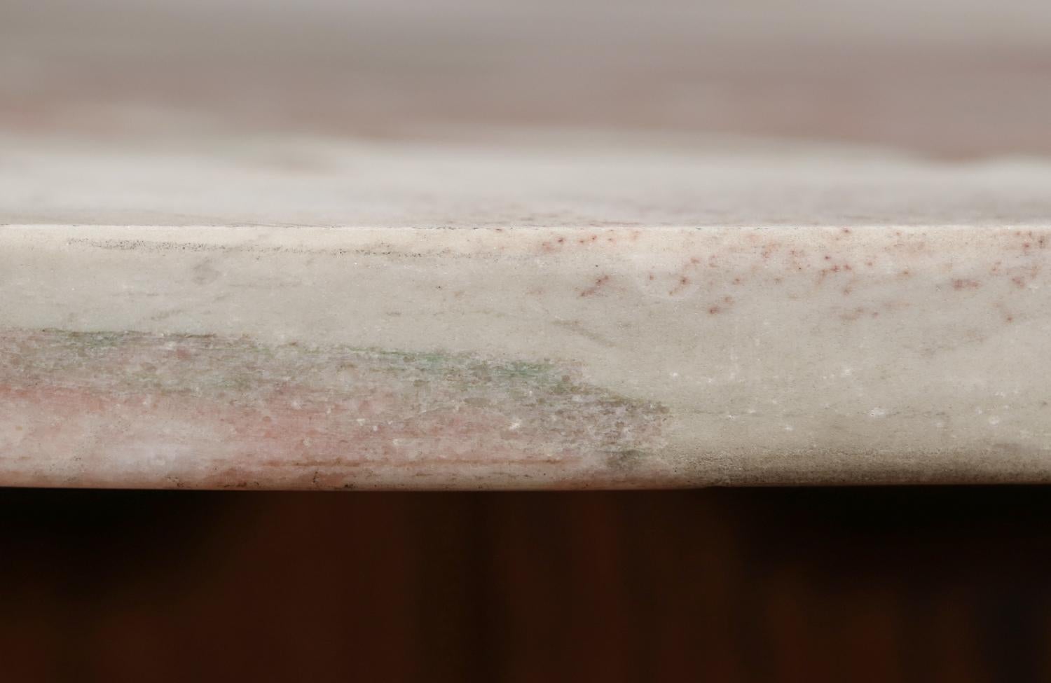 Expertly Restored - Californian Modern Sculpted Coffee Table w/ Pink Marble Top For Sale 1