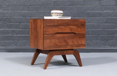 Expertly Restored - Californian Modern Sculpted Walnut Night Stand