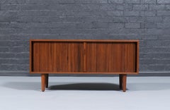 Expertly Restored - Californian Modern Tambour-Door Credenza by Milo Baughman
