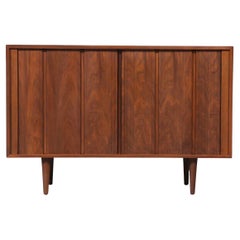 Expertly Restored-Californian Modernist Tambour-Door Walnut Credenza by Barzilay