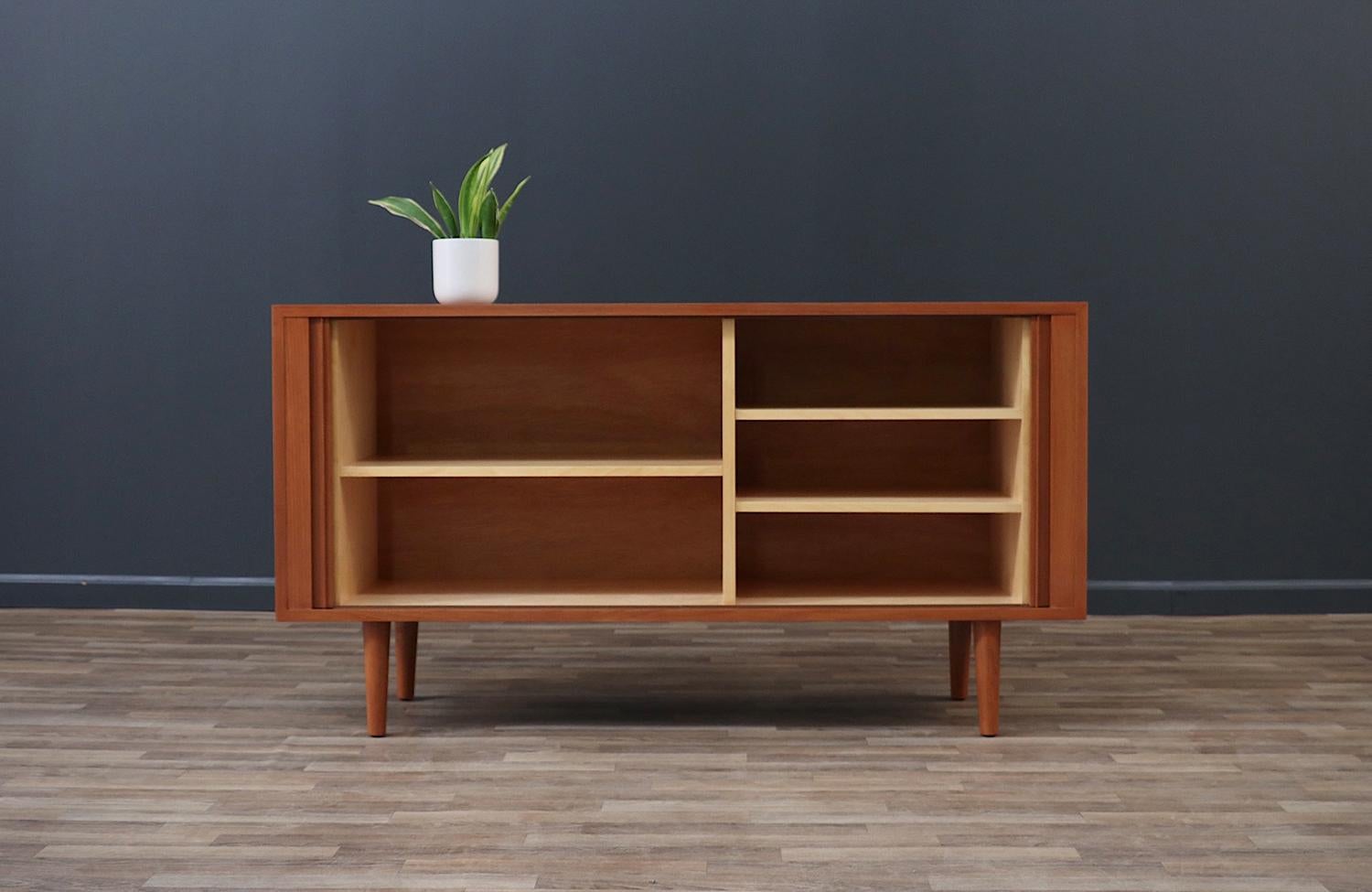 Mid-Century Modern Expertly Restored - Carlo Jensen Teak Tambour-Door Credenza for Hundevad For Sale