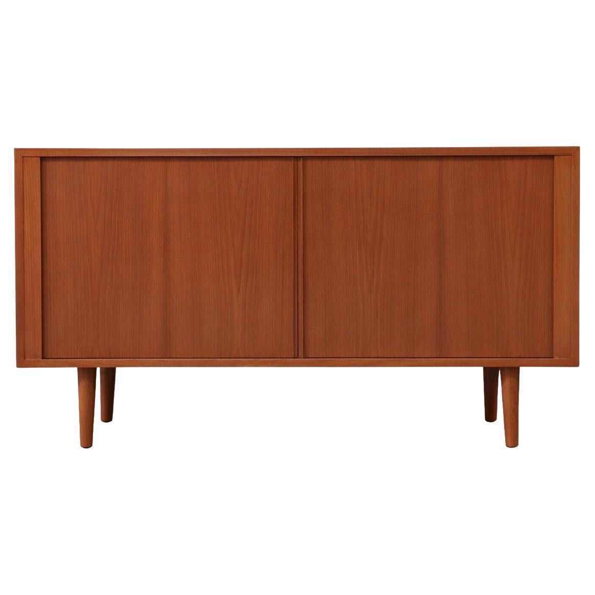 Expertly Restored - Carlo Jensen Teak Tambour-Door Credenza for Hundevad For Sale