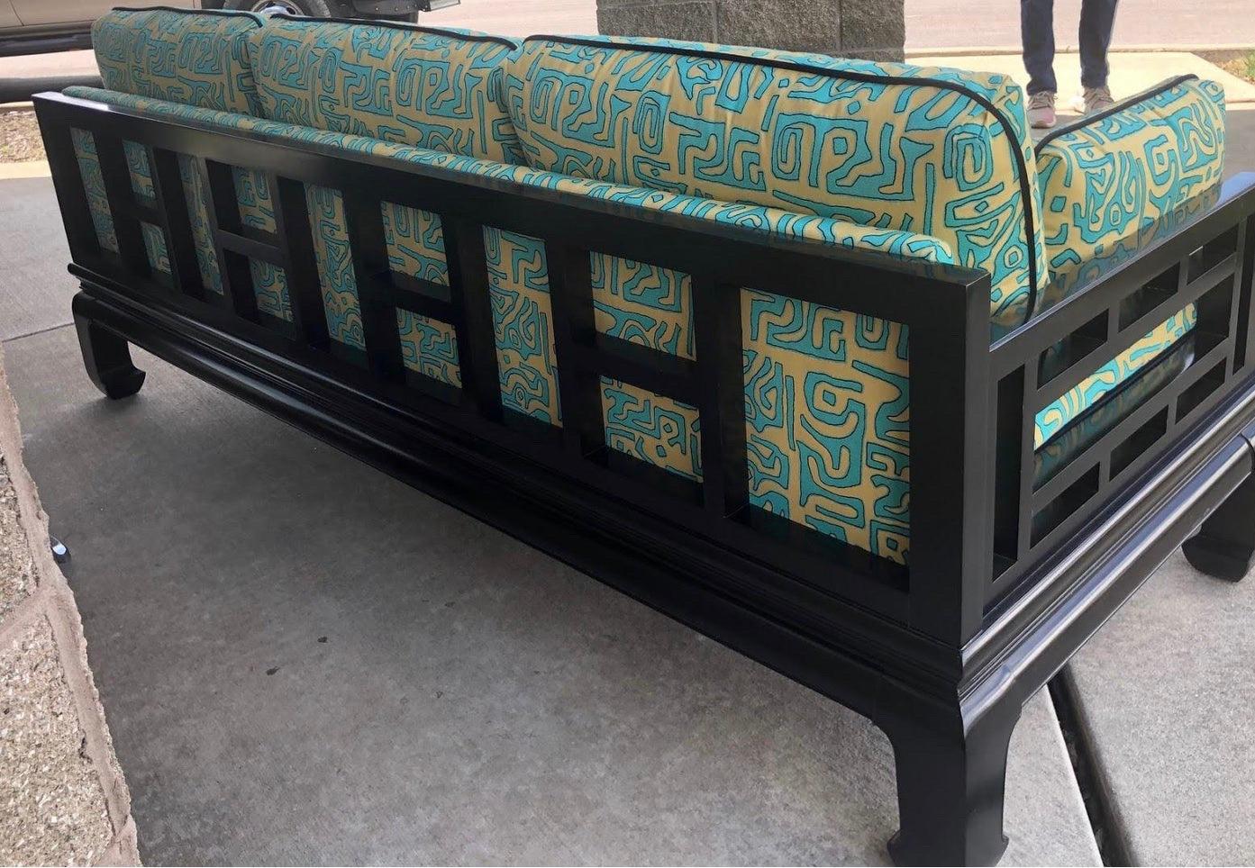 Chinoiserie Expertly Restored Century Furniture Tomei Sofa For Sale