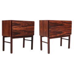 Expertly Restored - Danish Modern 3-Drawer Rosewood Night Stands
