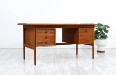 Expertly Restored - Danish Modern Executive Teak Desk with Raised Edges 1950's