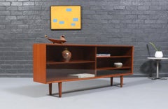Expertly Restored - Danish Modern Low-Profile Teak Bookcase w/ Glass Doors