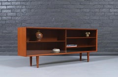 Expertly Restored - Danish Modern Low-Profile Teak Bookcase w/ Glass Doors