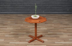 Expertly Restored - Danish Modern Pedestal Teak Side Table by B&M