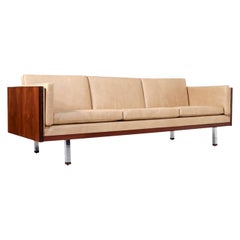 Expertly Restored - Danish Modern Rosewood & Leather Sofa by Jydsk Mobelvaerk