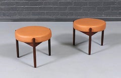 Expert en restauration - Tabourets modernes danois en palissandre et cuir par Hugo Frandsen