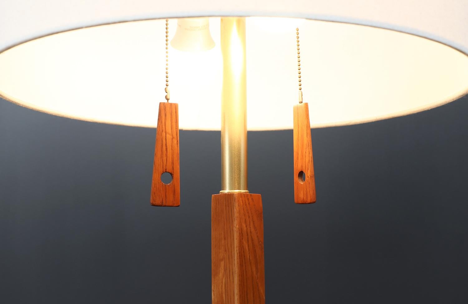 Expertly Restored - Danish Modern Sculpted Teak Tripod Floor Lamp For Sale 1