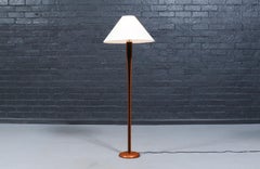 Expertly Restored - Danish Modern Sculptural Teak Floor Lamp w/ Linen Cone Shade