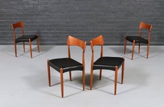 Expertly Restored - Modern Teak & Leather Dining Chairs by Bernhard Pedersen