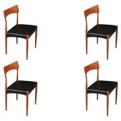 Expertly Restored - Modern Teak & Leather Dining Chairs by Bernhard Pedersen