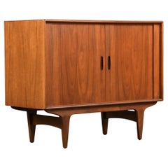Expertly Restored - Danish Modern Teak Tambour-Door Cabinet