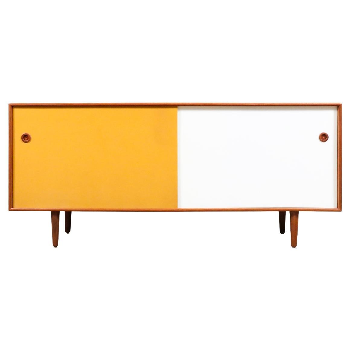 Expertly Restored - Danish Modern Teak & Two-Tone Lacquered Credenza For Sale