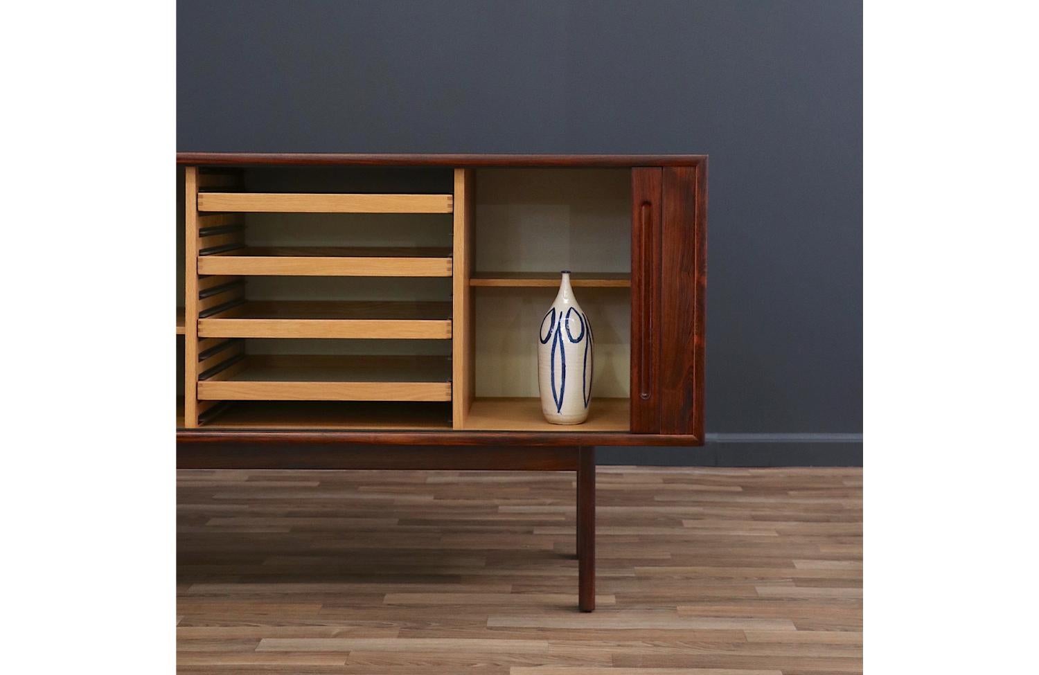 Expertly Restored - Danish Rosewood Tambour-Doors Credenza by Georg Petersens 5