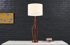 Expertly Restored - David Shreve Sculpted Walnut Table Lamp for V.H. Woolums