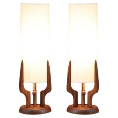 Expertly Restored - David Shreve Sculpted Walnut Table Lamps for V.H. Woolums