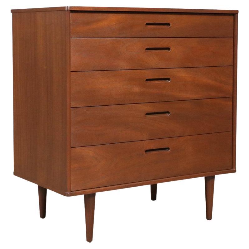 Expertly Restored - Edward J. Wormley Mahogany 5-Drawers Dresser for Dunbar For Sale