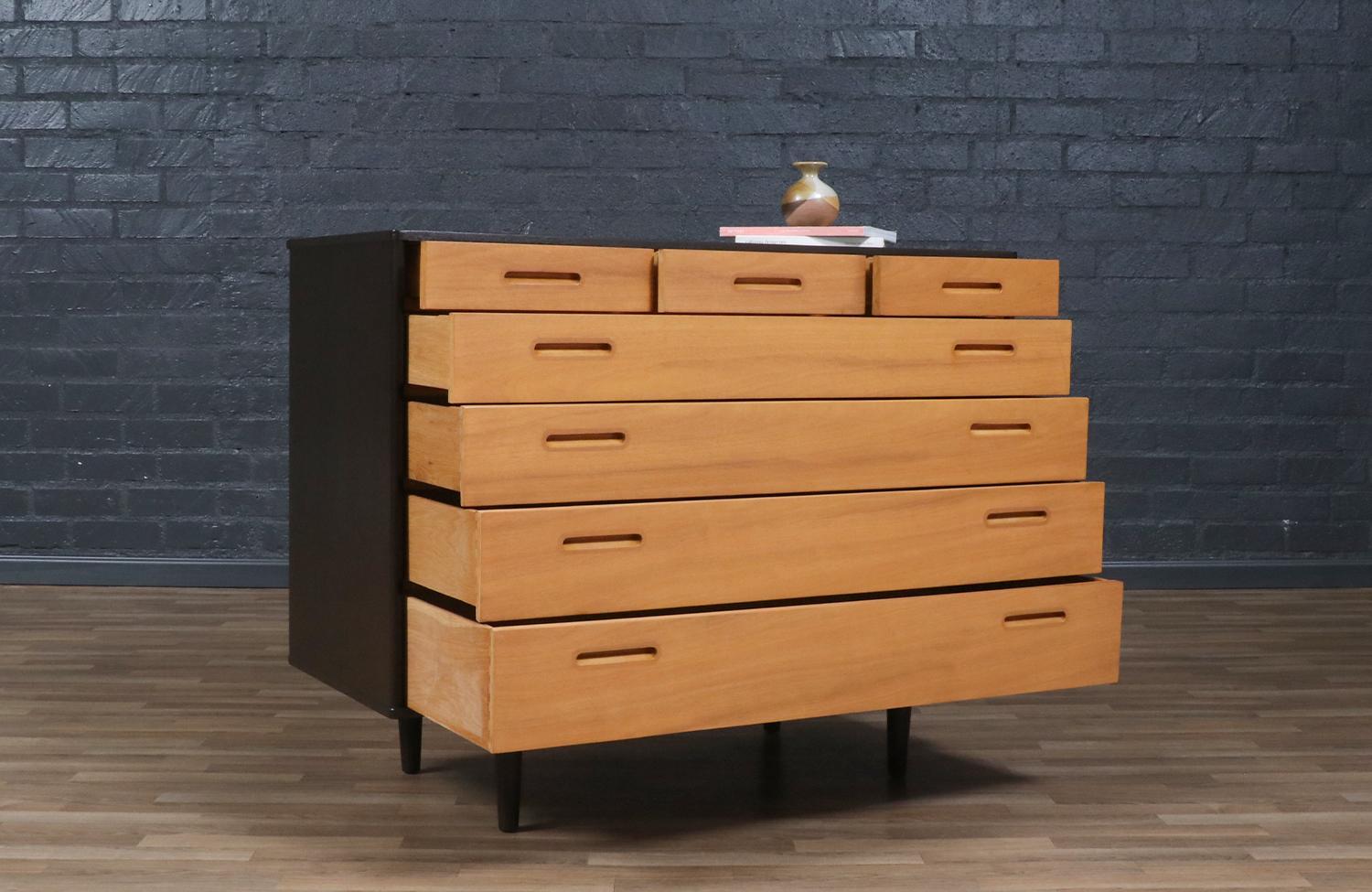 Mid-Century Modern Expertly Restored - Edward J. Wormley Two-Tone Dresser for Dunbar For Sale