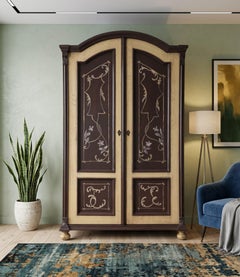 Expertly Restored European Country Style Hand-Painted Wardrobe