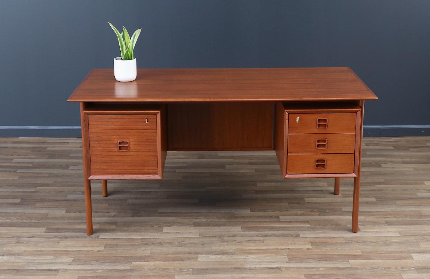 Danish Expertly Restored - Executive Teak Desk with Bookcase by Erik Brouer