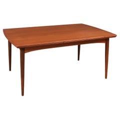 Restaurado por expertos  -Mesa de comedor de teca esculpida de estilo moderno danés con hojas giratorias