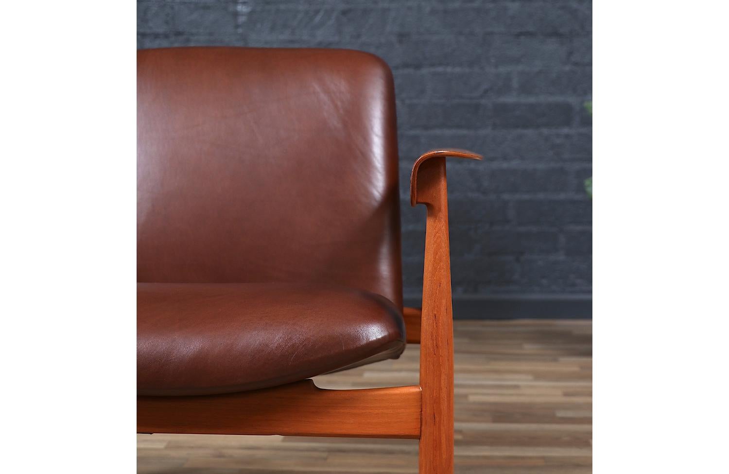 Expertisch restauriert - Finn Juhl Modell BO-118 Cognacfarbener Loungesessel aus Leder und Teakholz im Angebot 6