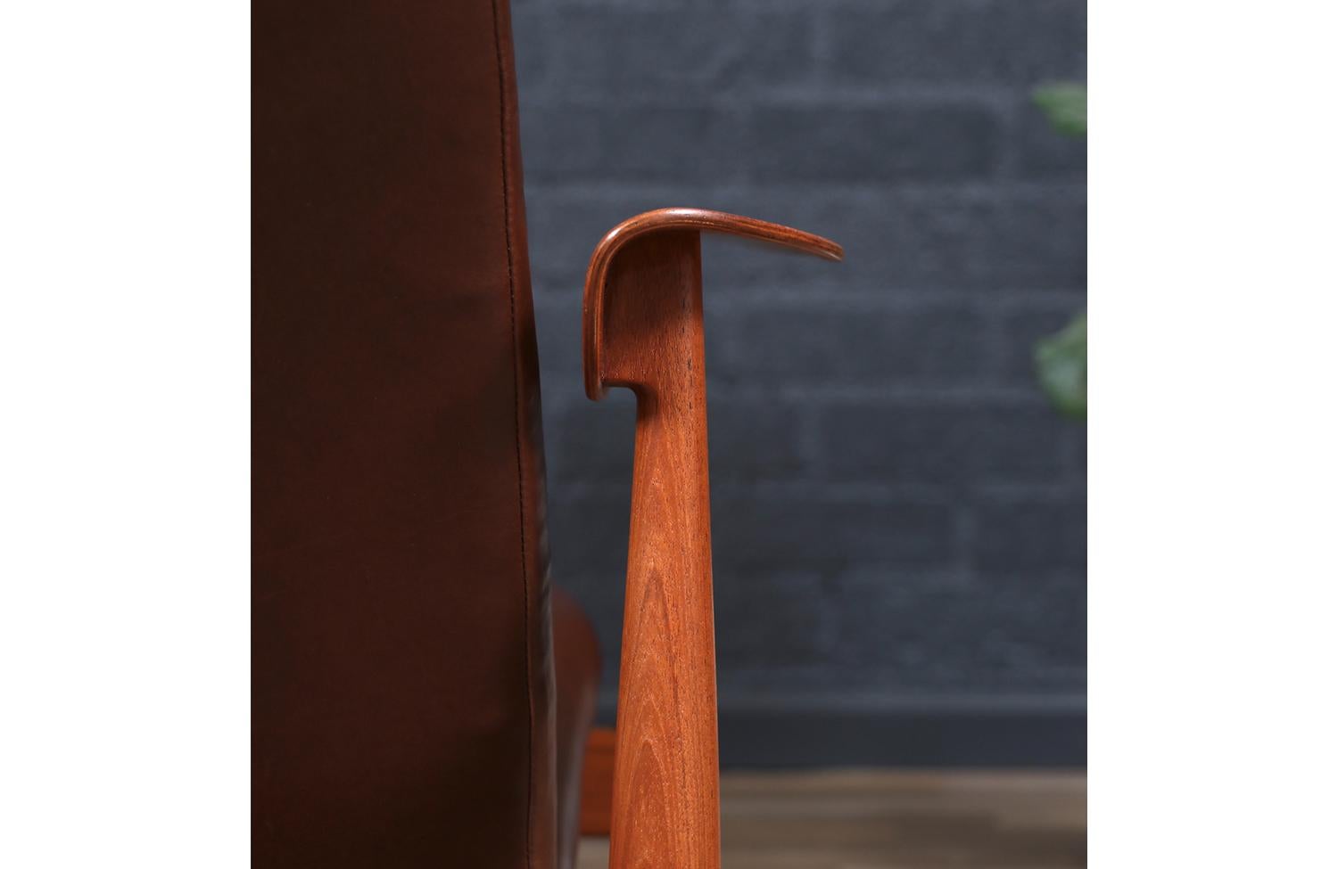 Expertisch restauriert - Finn Juhl Modell BO-118 Cognacfarbener Loungesessel aus Leder und Teakholz im Angebot 7