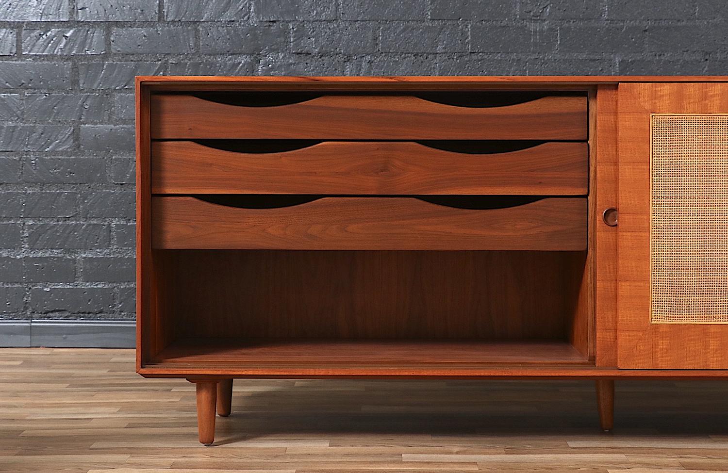 Expertly Restored - Finn Juhl Teak & Walnut Credenza with Cane Front Doors 6