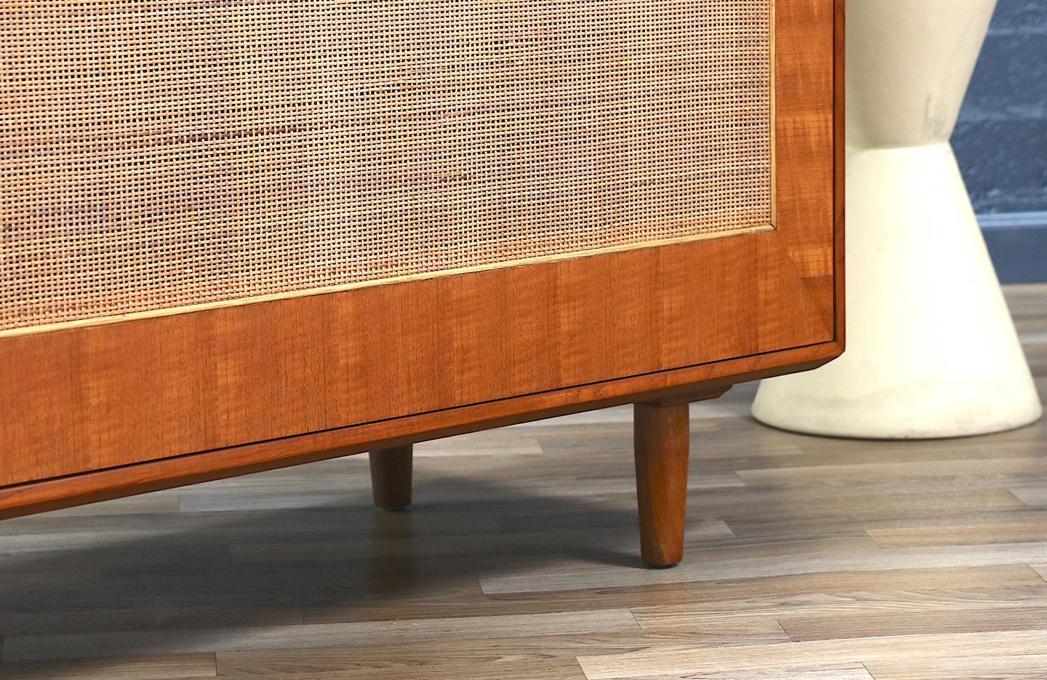 Expertly Restored - Finn Juhl Teak & Walnut Credenza with Cane Front Doors 7