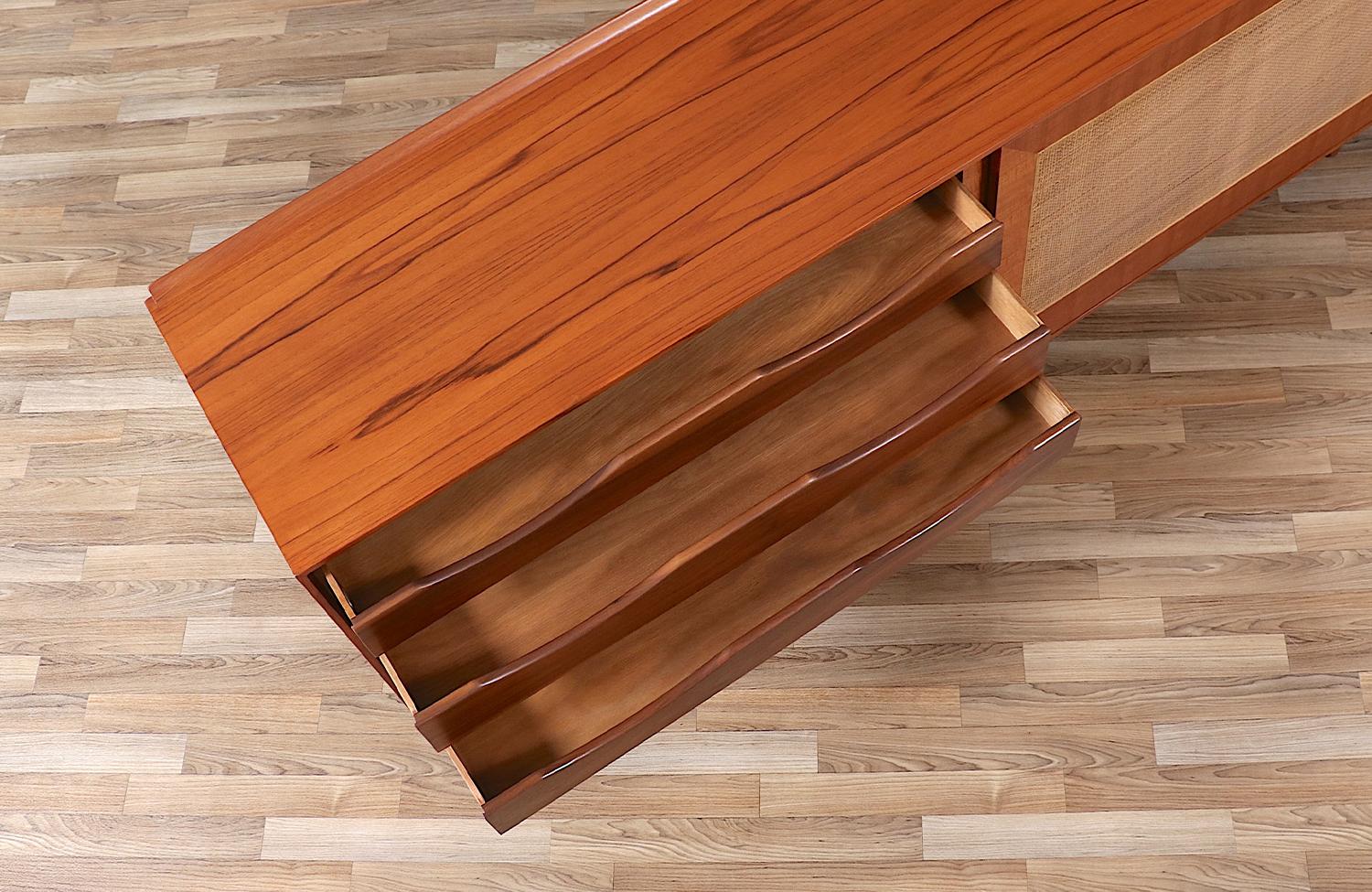 Expertly Restored - Finn Juhl Teak & Walnut Credenza with Cane Front Doors 2